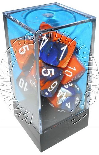 [GE23] Chessex - Set 7 Dadi Gemini Blue-Orange/white