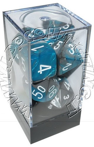 [GE26] Chessex - Set 7 Dadi Gemini Steel-Teal/white
