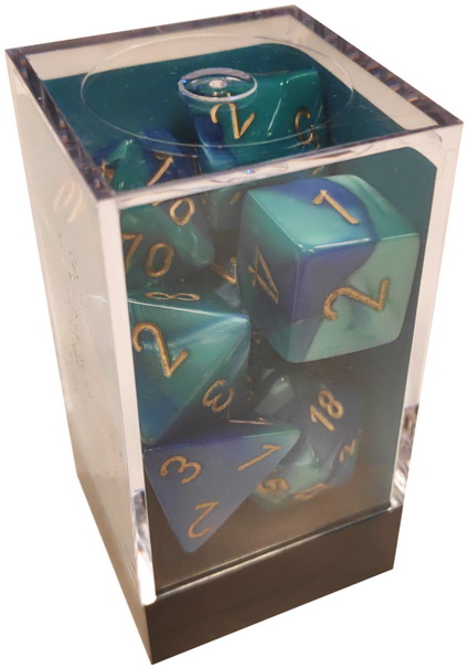 [GE29] Chessex - Set 7 Dadi Gemini Blue-Teal/gold