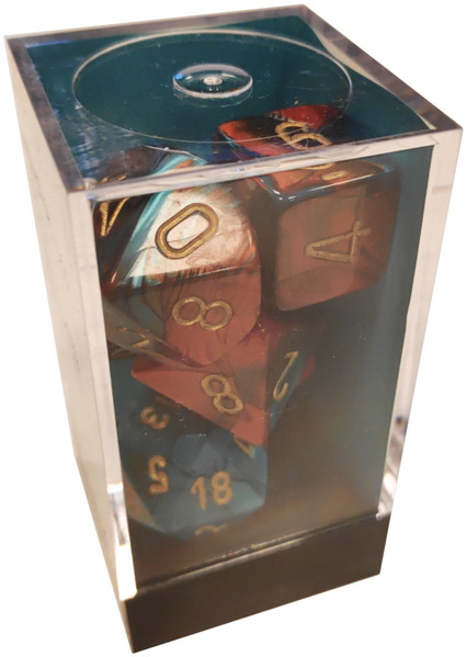 [GE32] Chessex - Set 7 Dadi Gemini Red-Teal/gold
