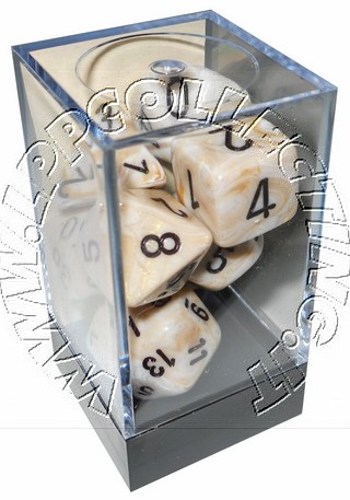 [SA53] Set 7 Dadi - Marble Ivory w/black