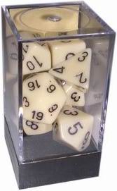 [OP01] Chessex - Set 7 Dadi Opachi Ivory/Black