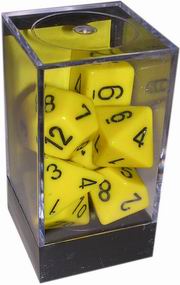 [OP03] Chessex - Set 7 Dadi Opachi Yellow/Black