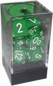[OP07] Chessex - Set 7 Dadi Opachi Green/White