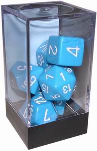 [OP08] Chessex - Set 7 Dadi Opachi Light Blue/White