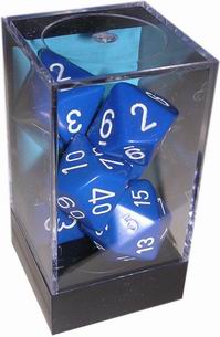 [OP09] Chessex - Set 7 Dadi Opachi Blue/White