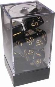 [OP15] Chessex - Set 7 Dadi Opachi Black/Gold