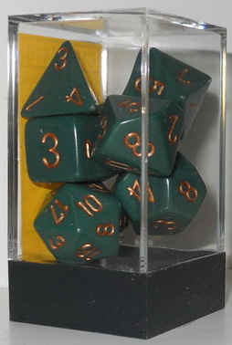 [OP16] Chessex - Set 7 Dadi Opachi Dusty Green/Gold