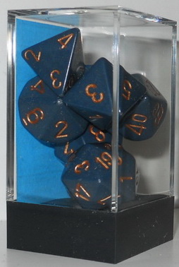 [OP17] Chessex - Set 7 Dadi Opachi Dusty Blue/Gold