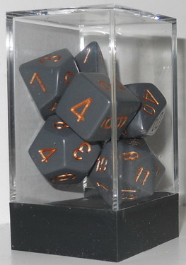 [OP18] Chessex - Set 7 Dadi Opachi Dark Grey/Copper