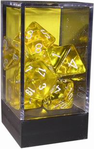 [TR02] Chessex - Set 7 Dadi Translucent Yellow/White