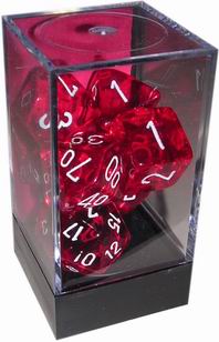 [TR04] Chessex - Set 7 Dadi Translucent Red/White