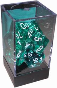 [TR06] Chessex - Set 7 Dadi Translucent Teal/White