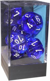 [TR07] Chessex - Set 7 Dadi Translucent Blue/White