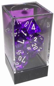 [TR08] Chessex - Set 7 Dadi Translucent Purple/White