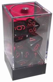 [TR10] Chessex - Set 7 Dadi Translucent Smoke/Red