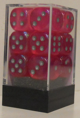 [SA01] Chessex - Set 12 Dadi 16 mm Borealis Pink w/silver