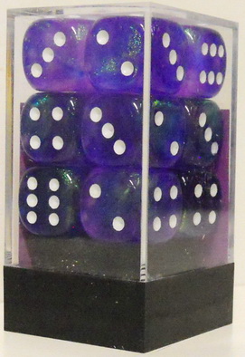 [SA02] Chessex - Set 12 Dadi 16 mm Borealis Purple w/white
