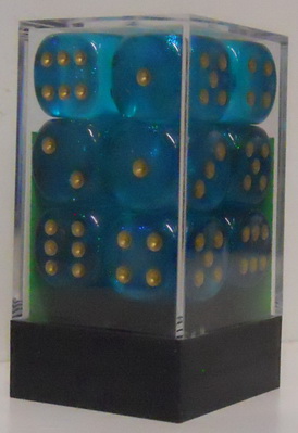 [SA08] Chessex - Set 12 Dadi 16 mm Borealis Teal w/gold