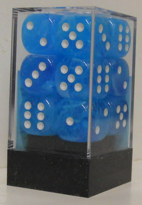 [SA09] Chessex - Set 12 Dadi 16 mm Cirrus Light Blue w/white