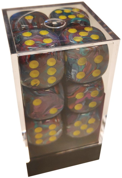 [SA19] Chessex - Set 12 Dadi 16 mm Festive Mosaic w/yellow