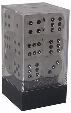 [SA20] Chessex - Set 12 Dadi 16 mm Frosted Clear/Numeri Neri
