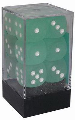 [SA21] Chessex - Set 12 Dadi 16 mm Frosted Teal/Numeri Bianchi
