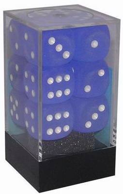 [SA22] Chessex - Set 12 Dadi 16 mm Frosted Blue/Numeri Bianchi