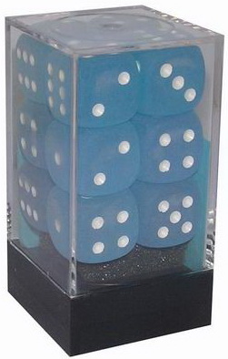 [SA23] Chessex - Set 12 Dadi 16 mm Frosted Caribbean Blue/Numeri