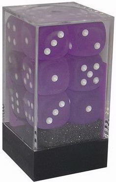 [SA25] Chessex - Set 12 Dadi 16 mm Frosted Purple/Numeri Bianchi