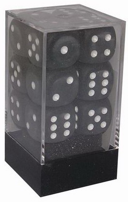 [SA26] Chessex - Set 12 Dadi 16 mm Frosted Black/Numeri Bianchi