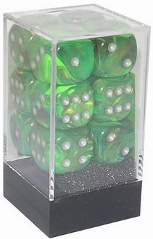 [OUT] Chessex - Set 12 Dadi 16 mm Lustrous Green w/silver