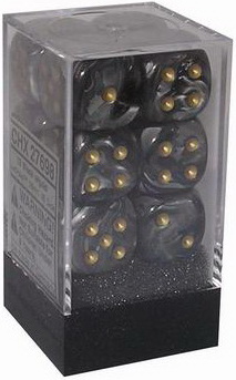 [SA51] Chessex - Set 12 Dadi 16 mm Lustrous Black w/gold