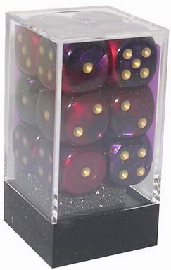 [GE05] Chessex - Set 12 Dadi 16 mm Gemini Purple-Red/white