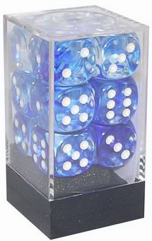 [SA12] Chessex - Set 12 Dadi 16 mm Nebula Dark Blue /white