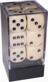 [OP01] Chessex - Set 12 Dadi 16 mm Opachi Ivory/Black