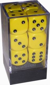 [OP03] Chessex - Set 12 Dadi 16 mm Opachi Yellow/Black