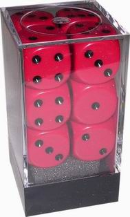 [OP06] Chessex - Set 12 Dadi 16 mm Opachi Red/Black