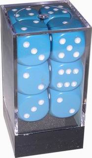 [OP08] Chessex - Set 12 Dadi 16 mm Opachi Light Blue/White