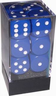 [OP09] Chessex - Set 12 Dadi 16 mm Opachi Blue/White