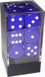 [OP11] Chessex - Set 12 Dadi 16 mm Opachi Purple/White