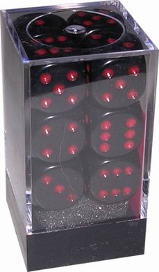 [OP14] Chessex - Set 12 Dadi 16 mm Opachi Black/Red