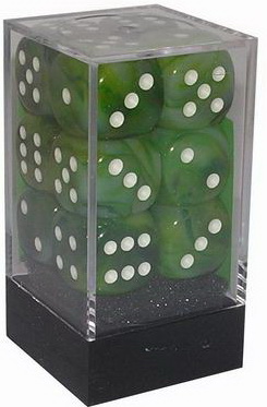 [SA55] Chessex - Set 12 Dadi 16 mm Phantom Green w/white