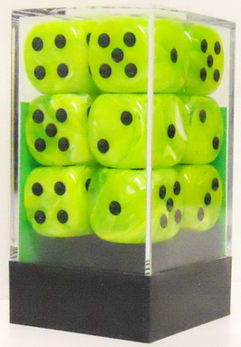[SA34] Chessex - Set 12 Dadi 16 mm Vortex Bright Green w/black