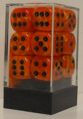 [SA36] Chessex - Set 12 Dadi 16 mm Vortex Orange w/black