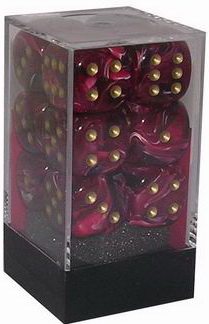[SA37] Chessex - Set 12 Dadi 16 mm Vortex Burgundy w/gold