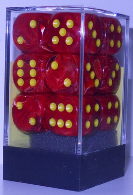 [SA42] Chessex - Set 12 Dadi 16 mm Vortex Red w/yellow