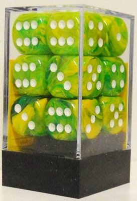 [SA43] Chessex - Set 12 Dadi 16 mm Vortex Dandelion w/white