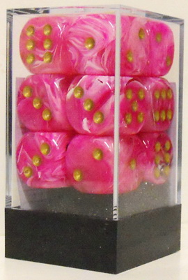 [SA44] Chessex - Set 12 Dadi 16 mm Vortex Pink w/gold
