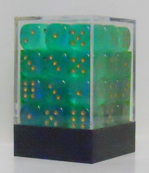[SA04] Chessex - Set 36 Dadi 12 mm Borealis Light Green w/gold